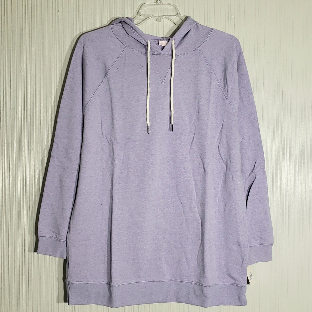 Make & Model Purple Daybreak Fleece Hooded Pullover,  Sz L
